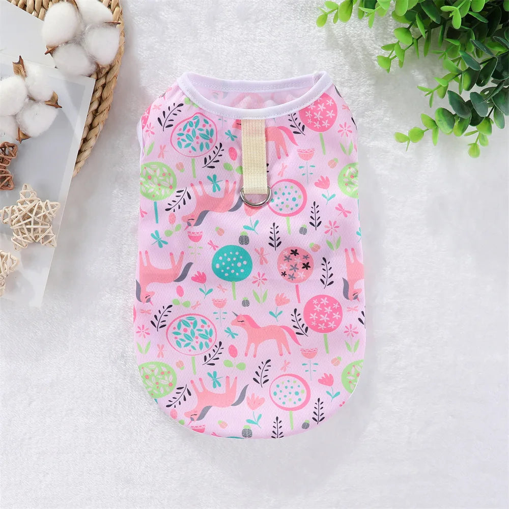 Cooling Summer Pet Dog Vest Cartoon Soft Cat Clothing Summer Casual Shirts Small Medium Large Dogs Puppy French Bulldog Clothes