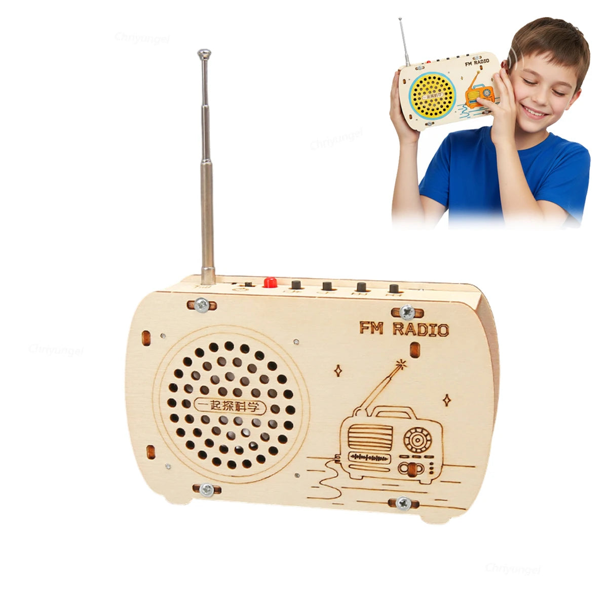 DIY Wooden Radio Kit Retro FM Educational STEM Building Toy Science Experiment Kit 3D Puzzle Craft Birthday Gift for Kids Teens