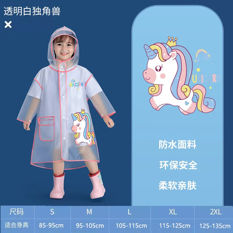 Children Raincoat, Cartoon Waterproof Kids Rain Suit , Girls Boys Bicycle Rainwear ,S-XXL