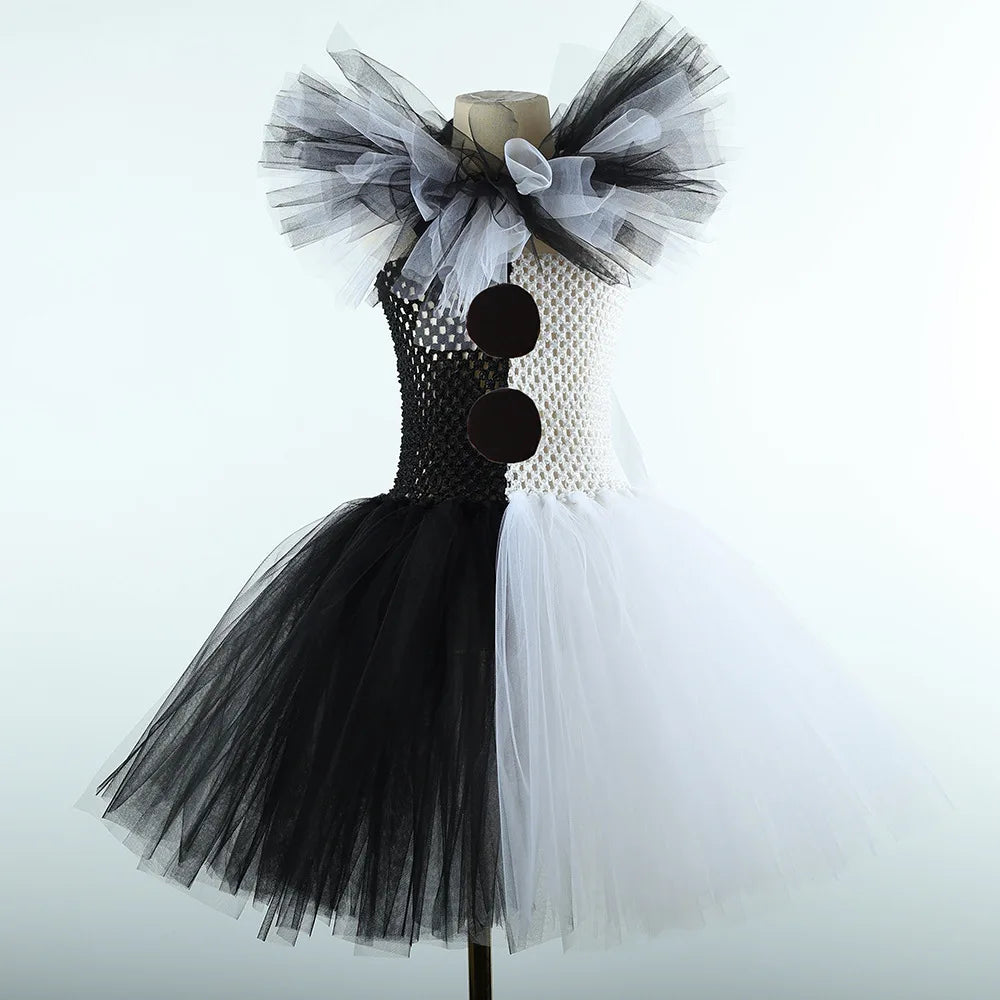 The Clown Costume Terrifier Art Girl Black White Fancy Tutu Dress Horror Joker Dress for Girls Halloween Carnival Party Costumes
