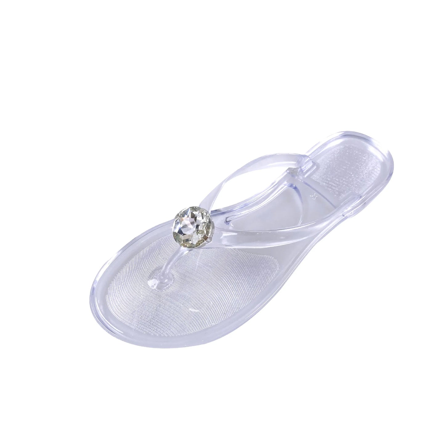 Transparent PVC herringbone sandals for summer 2025, new water diamond clip on feet, jelly flat shoes, anti slip beach vacation