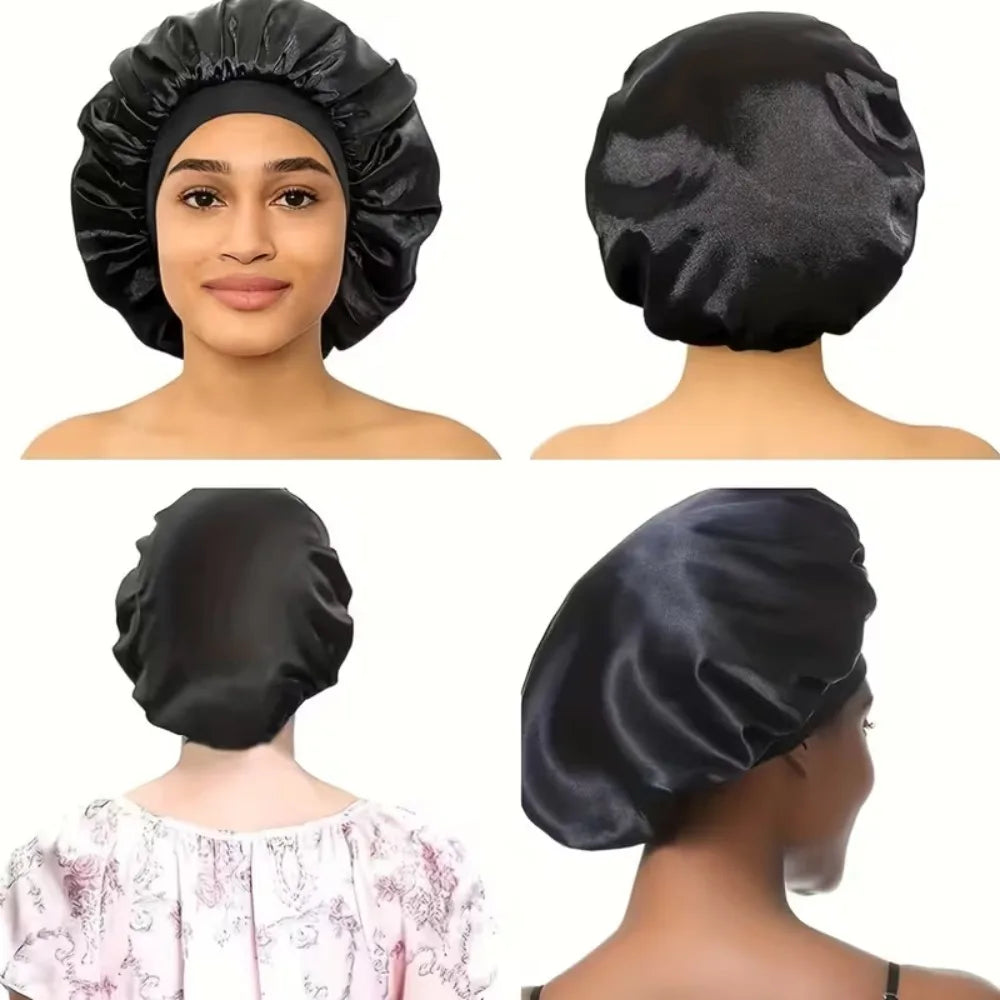 2PCS Satin Bonnet Sleep Cap Eye Mask Set Women Night Care Hair Wrap Sleeping Mask Silk Soft Comfortable Travel Rest Gift