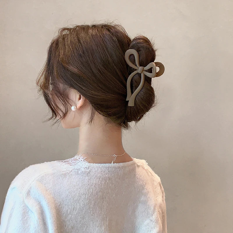 Matte Bow Large Hair Claw Crab for Women Acrylic Bowknot Hair Clips Hairpins Girls Barrettes Headbands Ponytail Hair Accessories