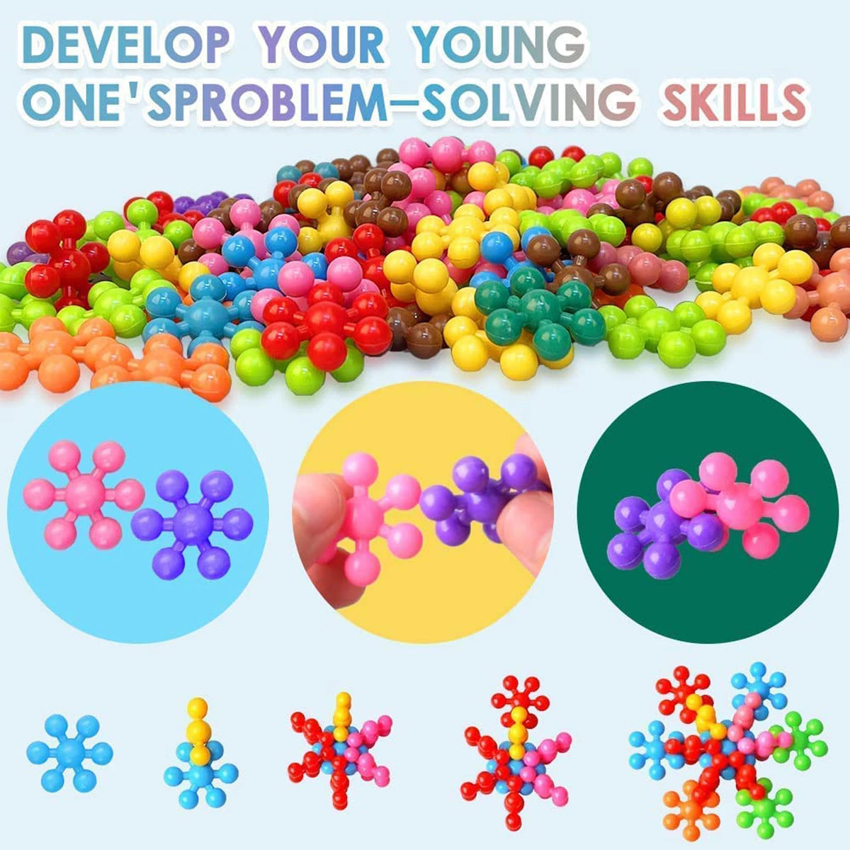 150PCS Plum Blossom Building Blocks 3D Bricks STEM Educational Building Toys Interlocking Solid Plastic Discs Sets Gifts for Kid