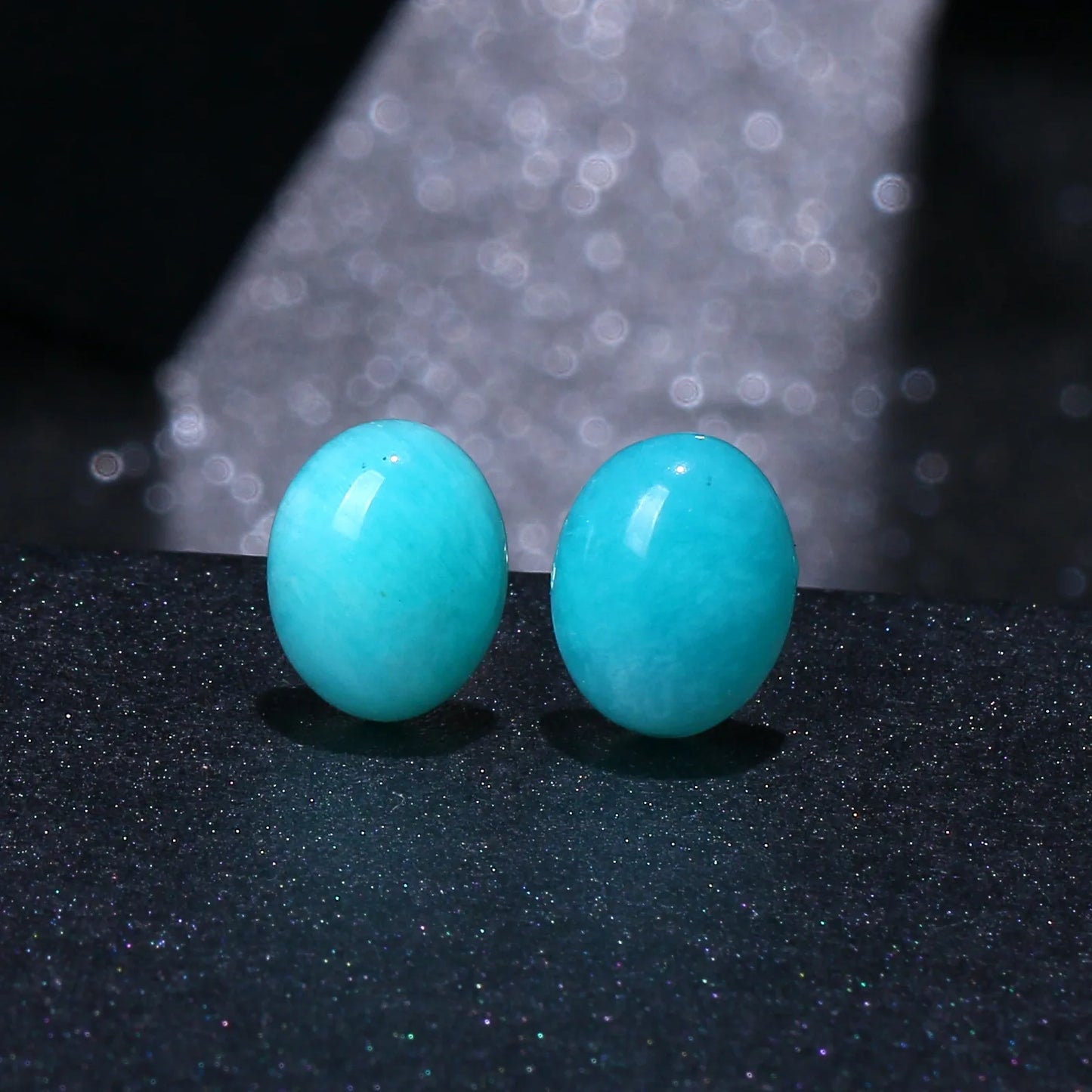 ITSMOS Natural Amazonite Stone s925 sterling Silver Earrings Studs Simple Luxurious Ear Jewelry Hypoallergenic For women