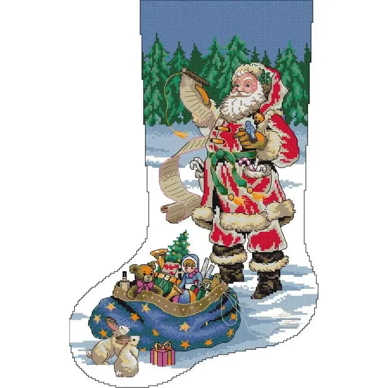 Christmas Stocking Series NKF Cartoon Pattern Cross Stitch Kit 14 16 11CT White Count Canvas Set DIY Embroidery Home Decor Gifts