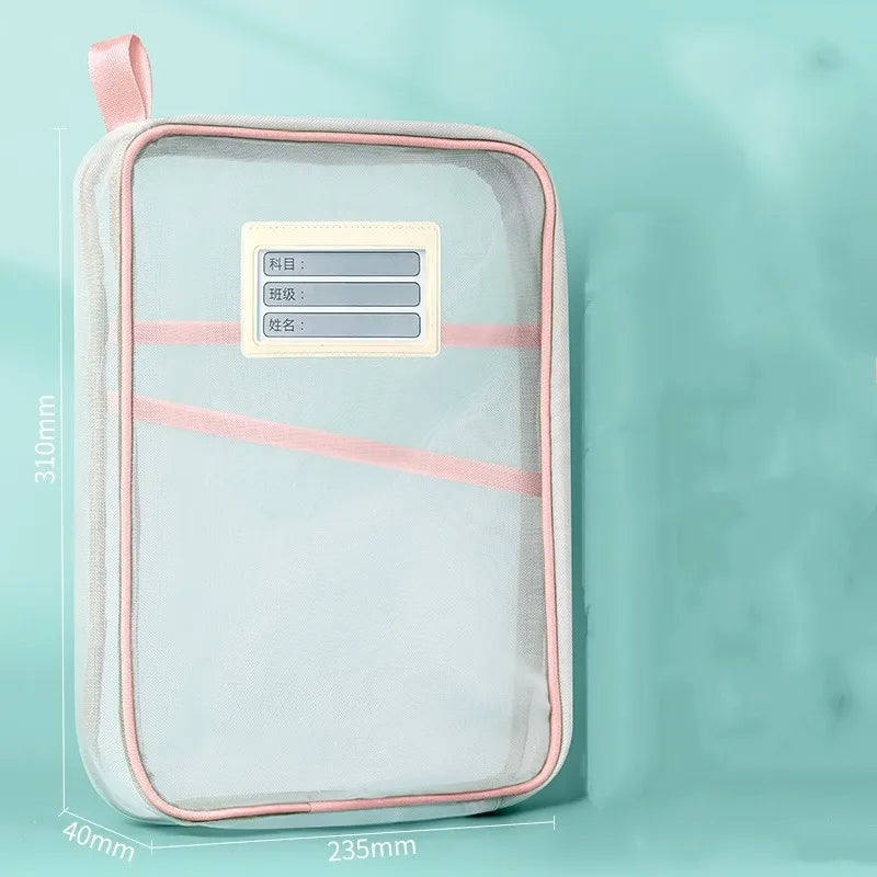 Large Capacity Double-layer A4 Stationery Organizer Storage Bag With Zipper Folders School Office Supplies