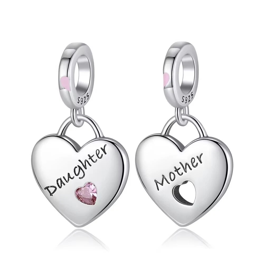 925 Silver Charms Love Mother Sister Heart Beads Fit Original Bracelet DIY Woman Jewelry Mother's Day Gift