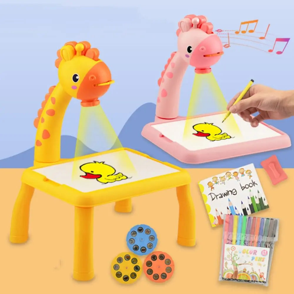 Painting Set Led Projector Drawing Table Giraffe Multifunctional Led Projector Art Drawing Table Toys Hand Writing Painting Desk