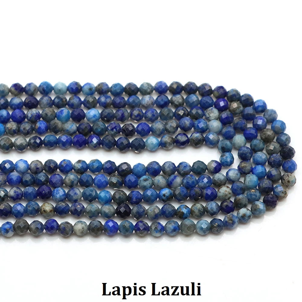 2 3mm Natural Faceted Amethyst Garnet Tourmaline Gem Stone Beads Round Mineral Bead for Jewelry Making DIY Bracelet Accessories