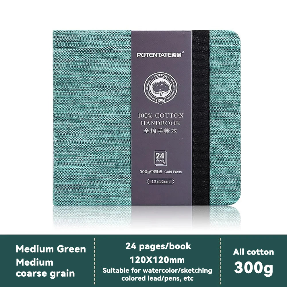 100% Cotton Square Watercolor Sketchbook 300gsm Paper Folded Drawing Pad Organ Sketch Notebook Student Watercolor Journal Book