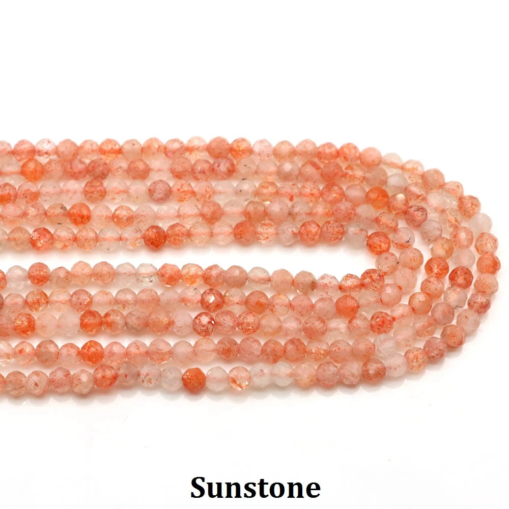 2 3mm Natural Faceted Amethyst Garnet Tourmaline Gem Stone Beads Round Mineral Bead for Jewelry Making DIY Bracelet Accessories