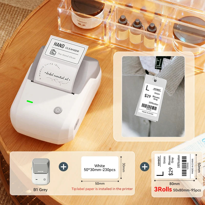 NIIMBOT B1 Portable Thermal Printer With Tapes 2 Inch Adhesive Label Printer Mini Bluetooth Sticker Maker Support Smartphones PC