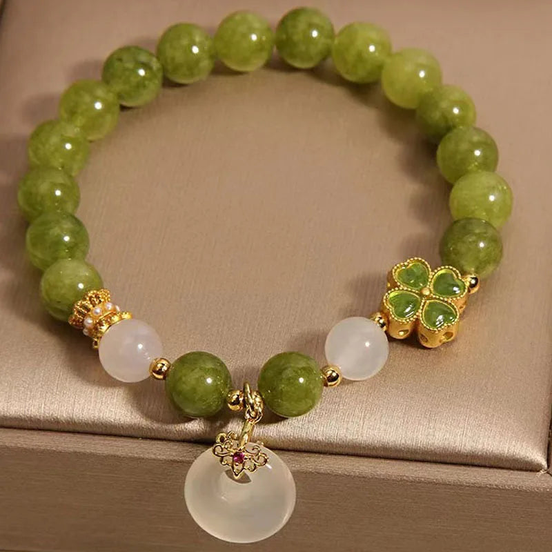 Aquamarine Fu Dai Pearl Bracelet - Chinese Lucky Symbol Jewelry