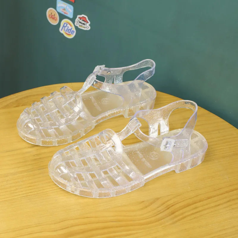 Women's Fashion Retro Sandals Ladies Versatile Outwear Flat Jelly Shoes Adult Non-slip Student Waterproof Beach Shoes SHW146