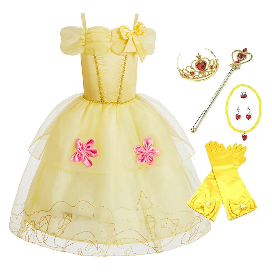 Baby Girl Rapunzel Costume Children Sleeping Beauty Belle Sofia Dress Kids Halloween Carnival Party Princess Dress Girl Disguise