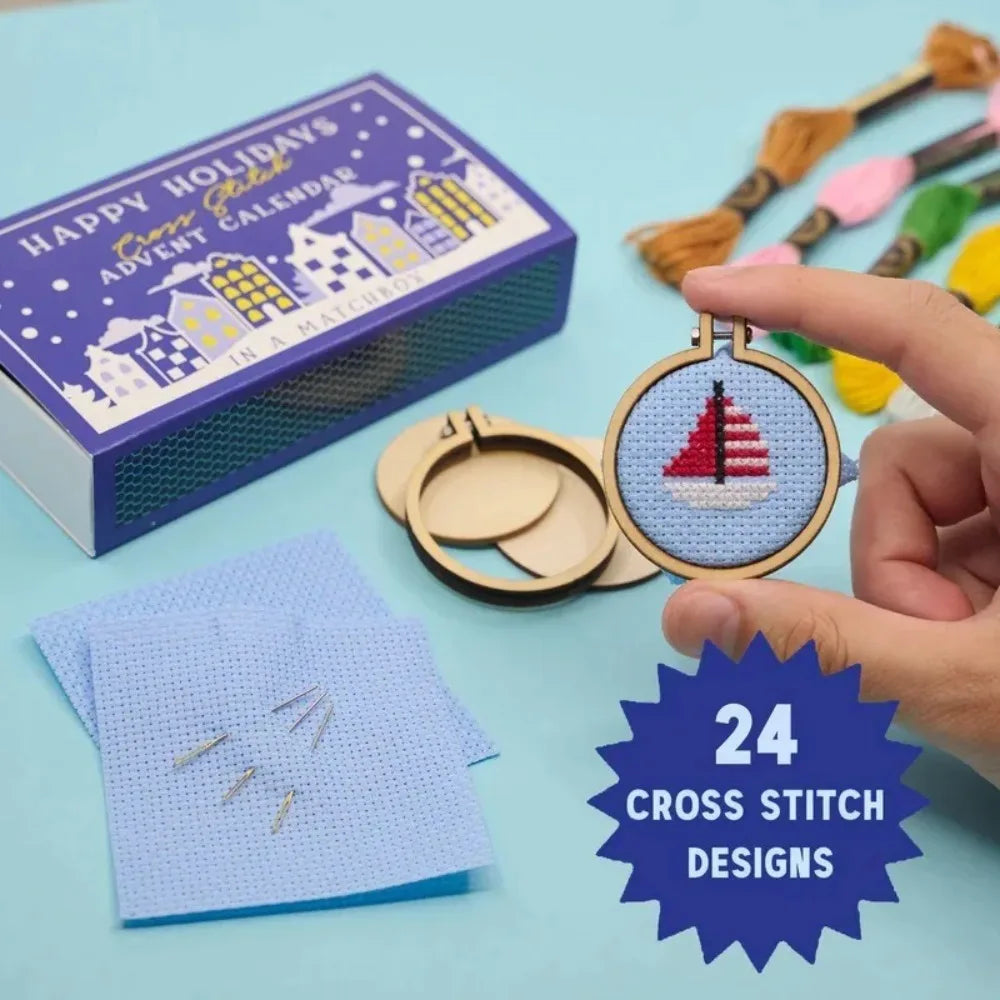 Cross Stitch Advent Calendar – 24-Day Christmas Embroidery Kit for Beginners