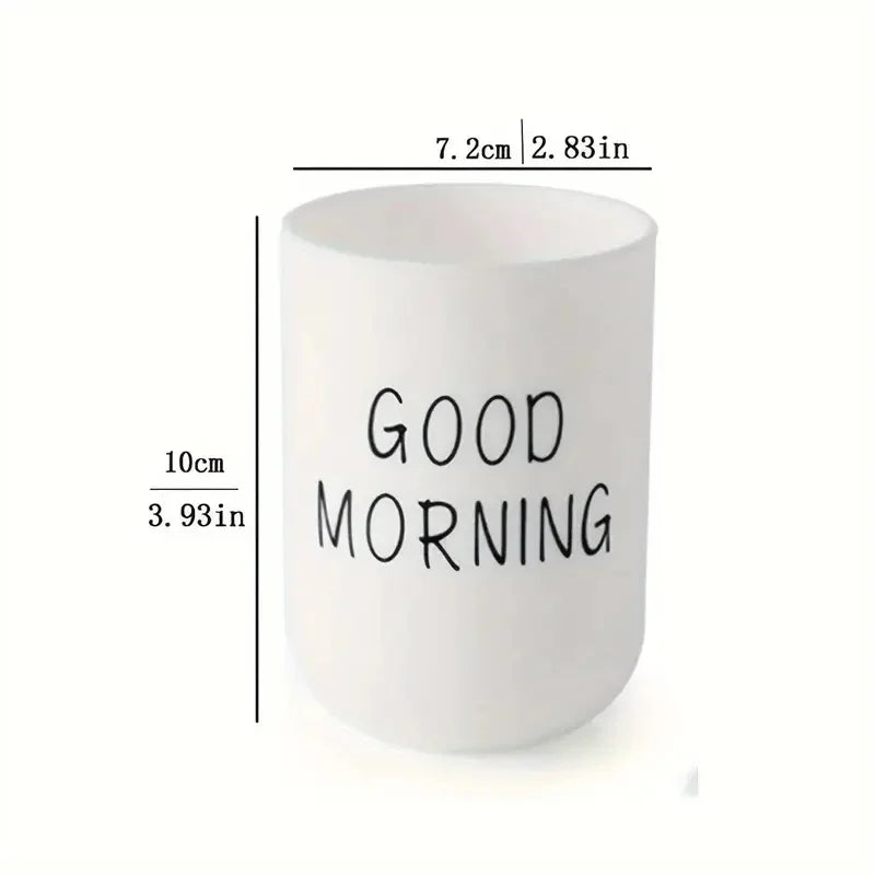 1pc Slogan Graphic Mouthwash Cup, Simple Couple Toothbrush Cup, Plastic Gargle Cup, Bathroom Tumbler, Bathroom Accesso