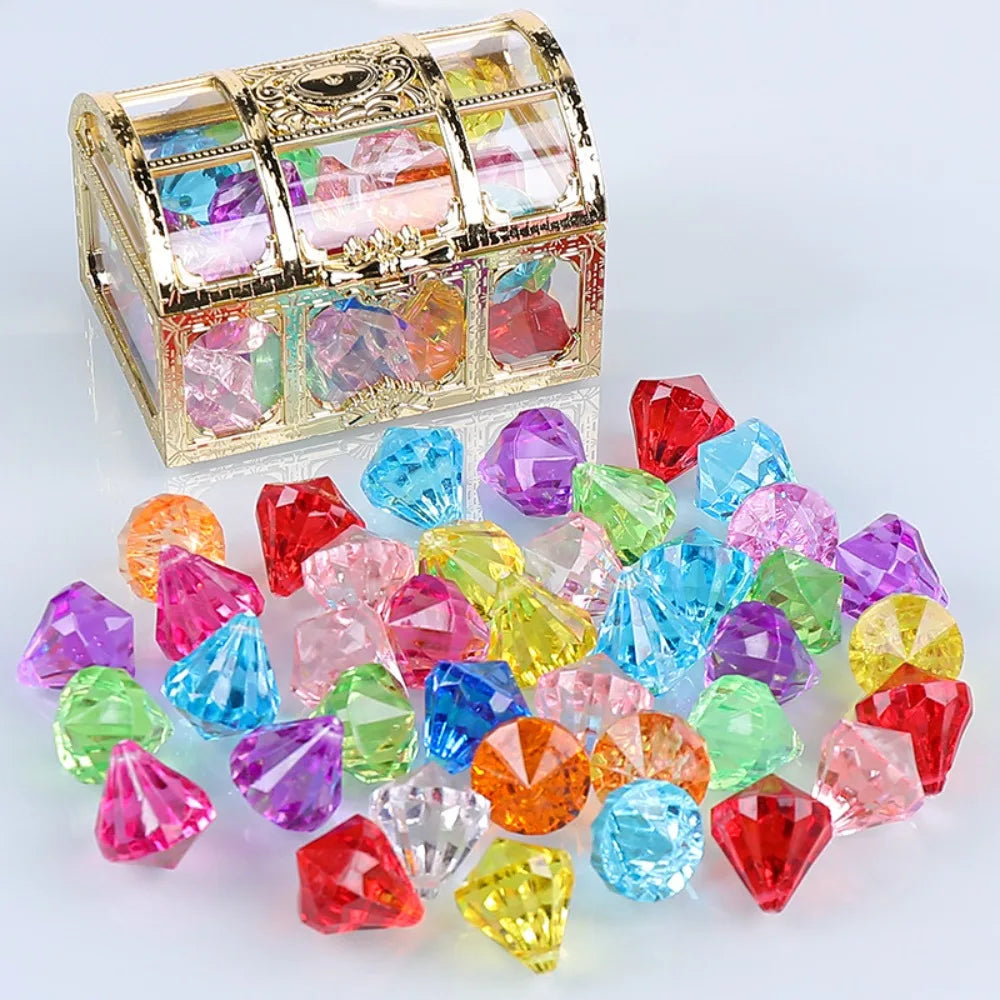 1 Box 30Pcs Plastic Crystal Diamond Treasure Box Children's Birthday Party Baby Shower Carnival Kindergarten Party Gift Prizes