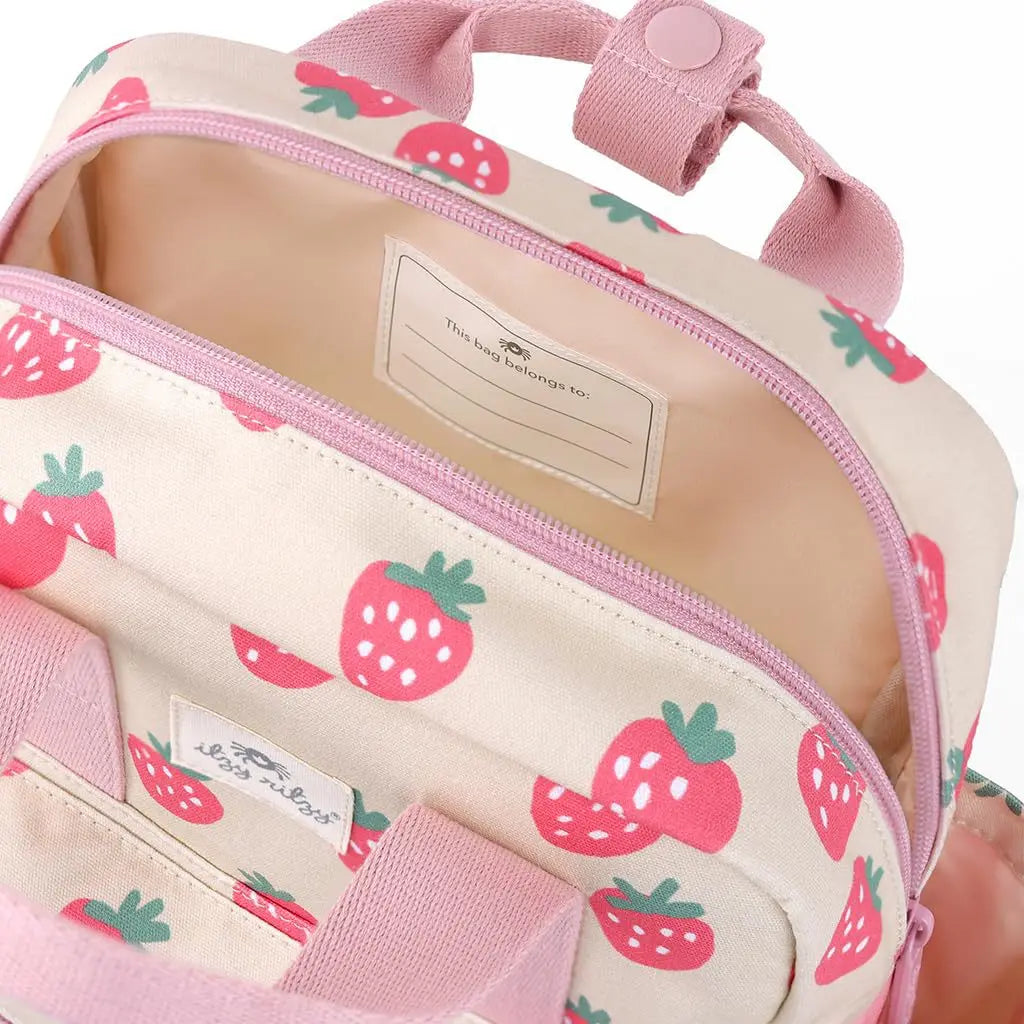 New Summer Cartoon Kindergarten Baby Backpack Embroidered Strawberries Fresh Color Contrasting Backpack