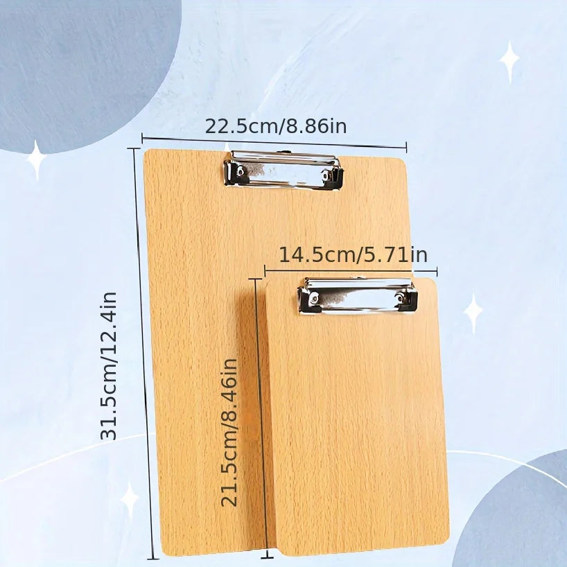 A4 Clip Board Wooden Writing Pad Folder Paper Office Supplies Organizer Clipboard Storage Box Document Pad Paper Holder