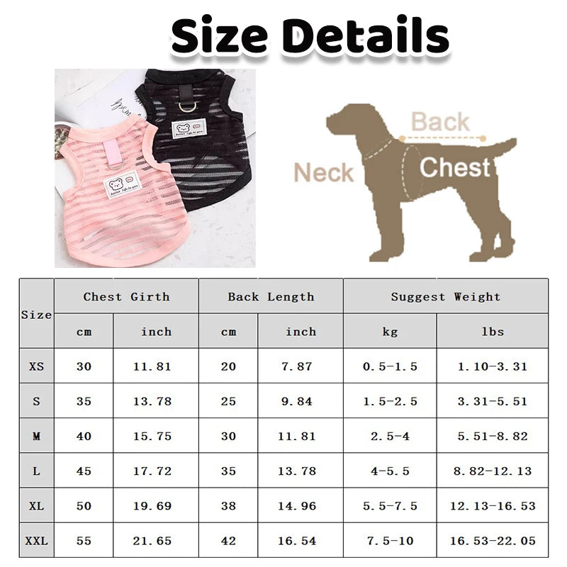 Summer Pet Vest for Small Medium Dog Cooling Clothes Chihuahua French Bulldog Breathable Clothes Puppy Casual Shirt Dog Costume
