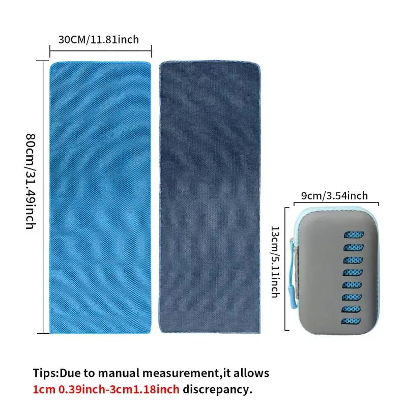 Summer Cooling Sports Towel Quick Dry Towel Portable Fitness Sweat Absorbing Towel Outdoor Workout Cooling Towel with EVA Box