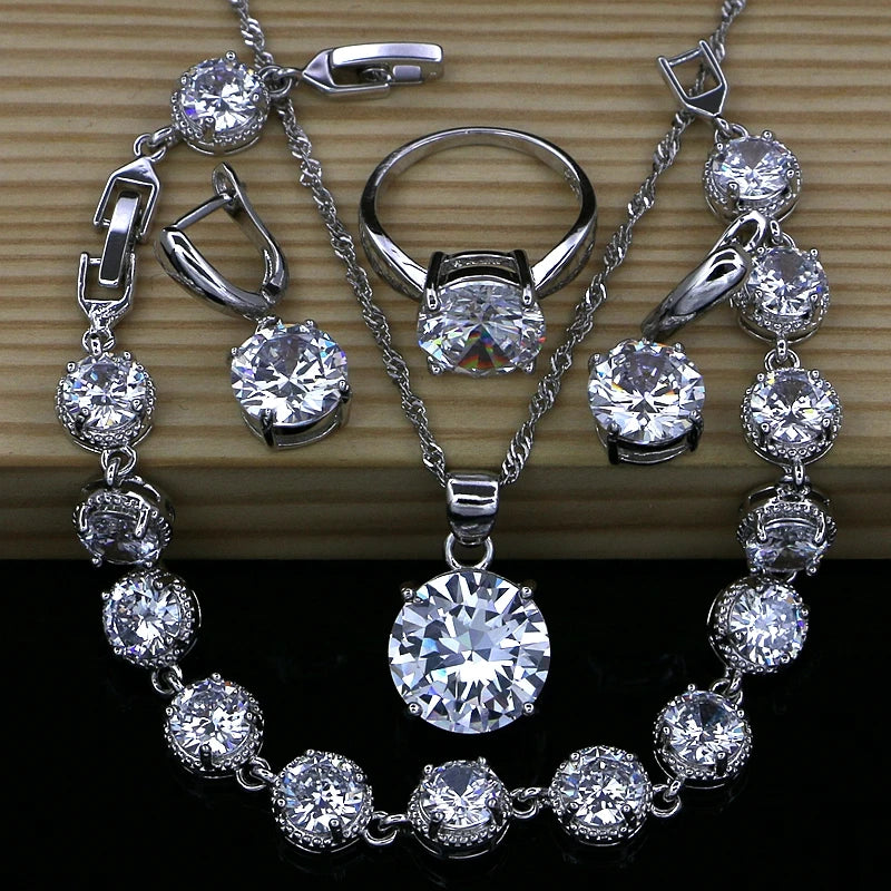 Natural Flame Zircon Beads 925 Sterling Silver Jewelry Sets Wedding Accessories for Women Earrings Rings Bracelet Dropshipping