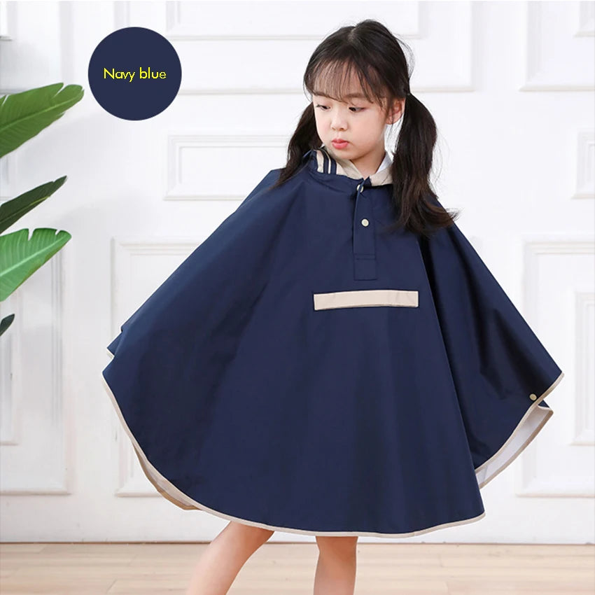 Raincoat Ponchos Rain Jacket Children Rainwear with Large Pocket, School Bag Position, for Boys Girls, S, M, L