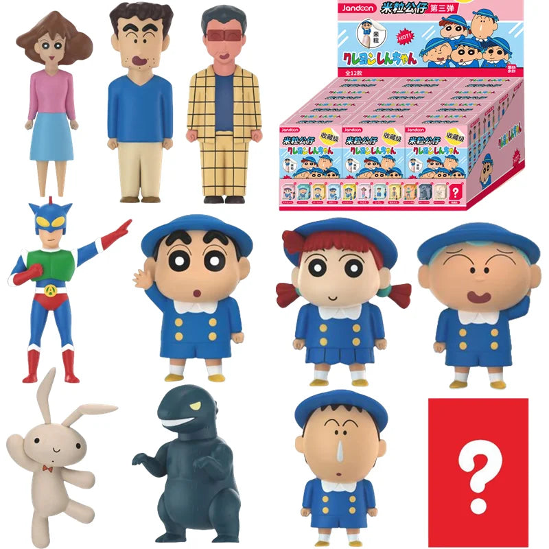 Crayon Shin-Chan Anime Figures Creative Peripheral Dinosaur Diary Baby Rice Grains Doll Model Blind Boxs Toys Children's Gifts