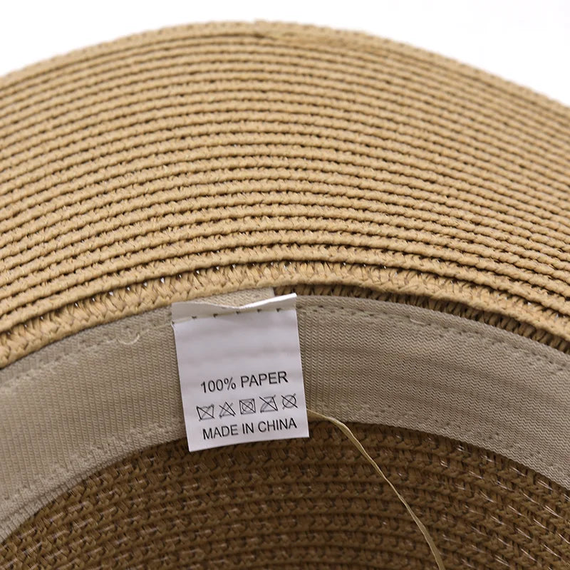 10.5CM Brim Big Straw hat For Women men Jazz Fedoras Cooling Sun Hats Summer Breathable Elegant Ladies Party Hat Wholesale