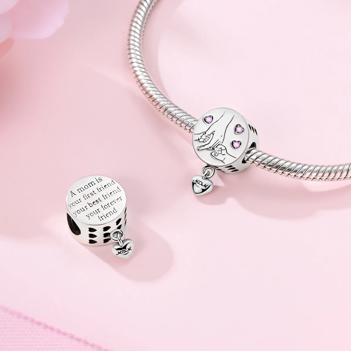 Woman Charms 925 Sterling Silver Beads MOM Mother Day Fit Bracelet Making Female Jewelry Gift
