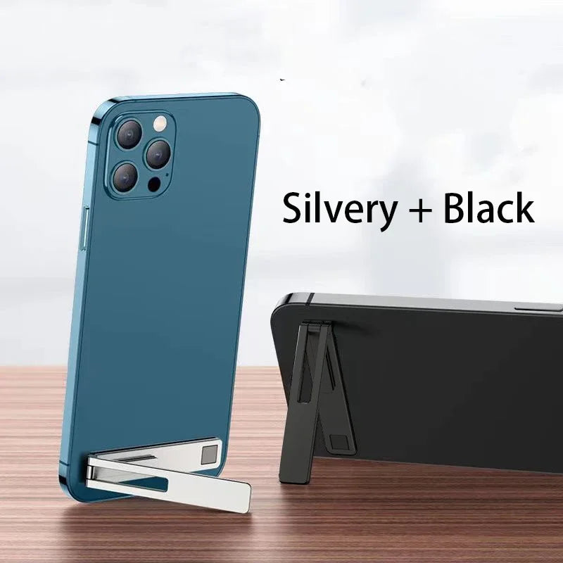 Ultra-Thin Metal Folding Phone Holder Alloy Invisible Back Stick Phone Desktop Holder Portable Mobile Support Phone Stand