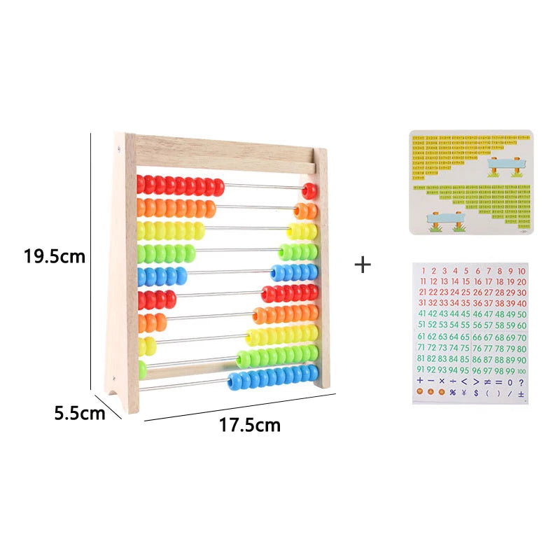 Wooden Counting Toy Abacus Montessori Education Math Toy Children Rainbow Counting Beads Addition Subtraction Operation Learning