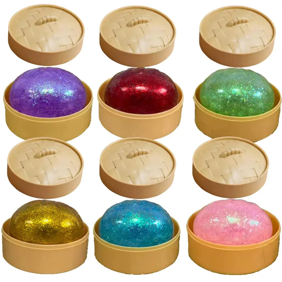 Dumpling Pressure Dumpling Squishies Cute Colorful Bun Toy Slow Rising Stress Relief Fidget Toy for Kids Adults Anti-Anxiety Gif