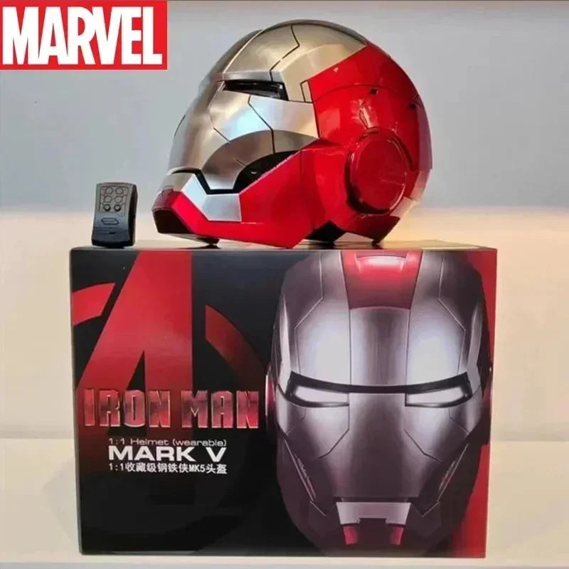 Iron Man Helmet Mk5 Bumblebee Optimus Prime Wearable Helmet 1:1 Voice Control Mask Action Figure Bluetooth Base Light Up Eyes