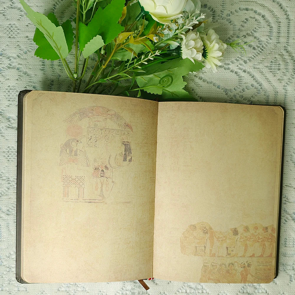 Egyptian Art Hardcover Notebook – Retro Blank Page Journal for Writing & Sketching