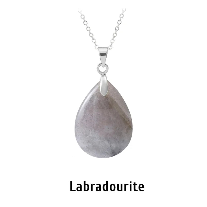 Natural Stone Crystal Pendant Teardrop Fashion Necklace For Diy Necklace Earrings Making Jewelry Christmas Friendship Gift
