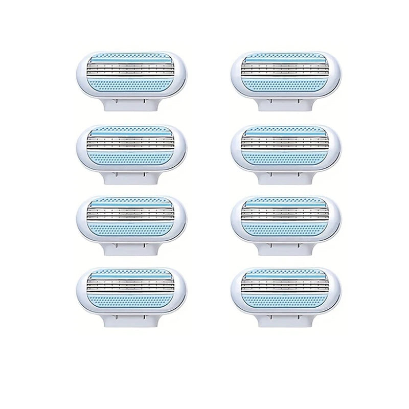 1 Handle + 4/8 Blade Women Safety Razor Blades Face/ Leg/ Armpit/ Bikini Beauty Hair Removal Shaving Compatible Venus Shaver