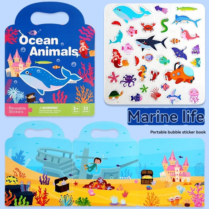 Reusable Sticker Book for Kids Vehicles Truck Stickers Educational Learning Travel Stickers Activity Books for Toddler Girls Boy