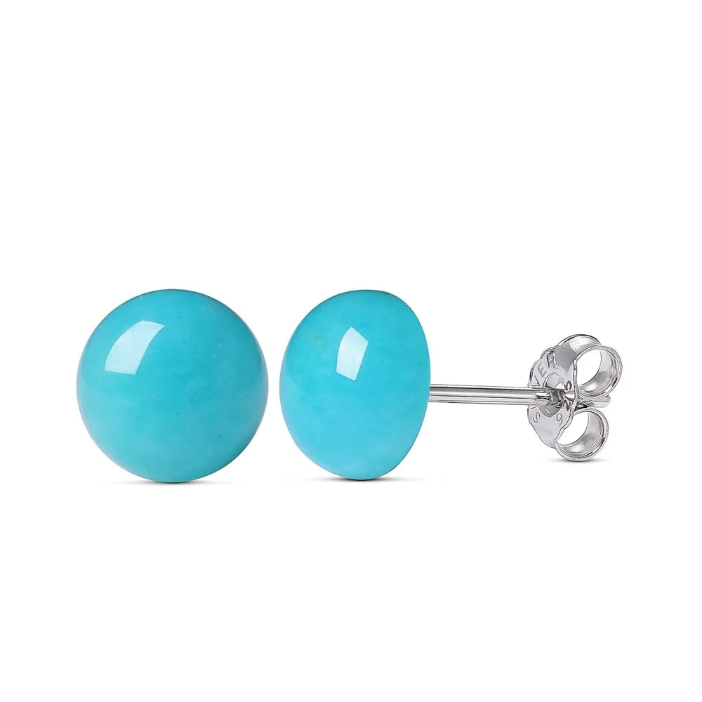 ITSMOS Natural Amazonite Stone s925 sterling Silver Earrings Studs Simple Luxurious Ear Jewelry Hypoallergenic For women