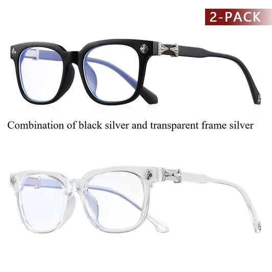 Classic Square Anti Blue Light Glasses Reading Books Vintage Glasses Women and Men Prescription Glasses Computer Eyeglasses 2pcs