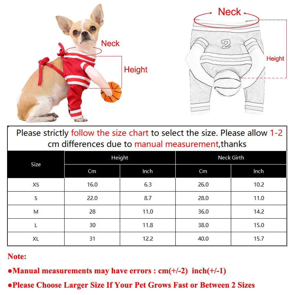 Funny Dog Costume Halloween Pet Basketball Jersey Outfit Dress Up for Chihuahua Golden Retriever Photo Shoots & Festival Gifts