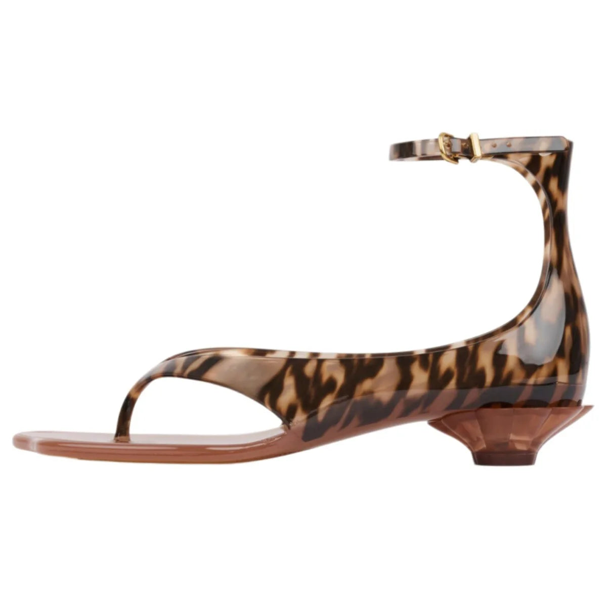 2026 Summer New Women Transparent PVC Jelly Sandals Ankle Strap Thong Style Unique Low Heel Open Toe Summer Beach Casual Sandals