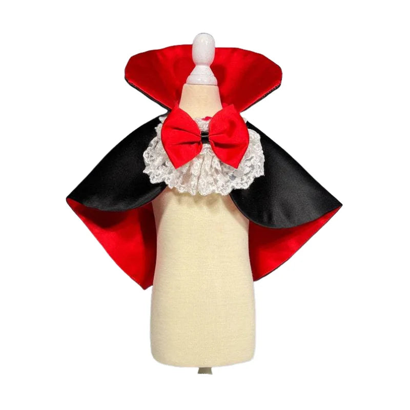 Vampire Cape for Dogs – Red & Black Halloween Pet Costume for Small & Medium Dogs, S–XXL