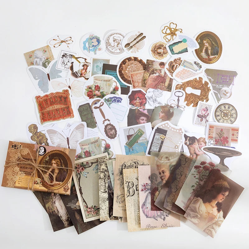 Yoofun 60pcs/pack Multi-Material Sticker Pack Vintage Mushroom Plants butterflies Stickers for Journal Scrapbooking Craft Making