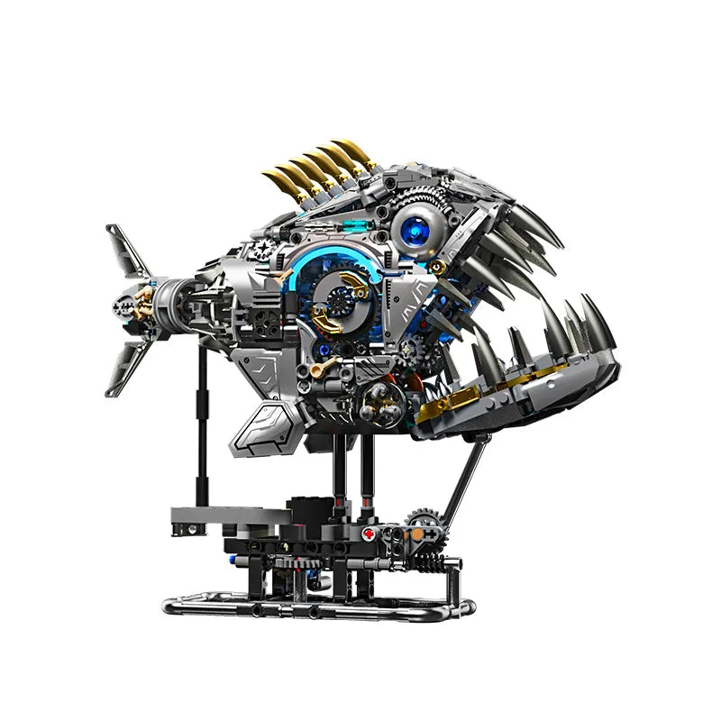 2026 New Mechanical Piranha Building Block DIY Assembly Model,STEM Educational Science Kits for Kids,Creative Desktop Decoration