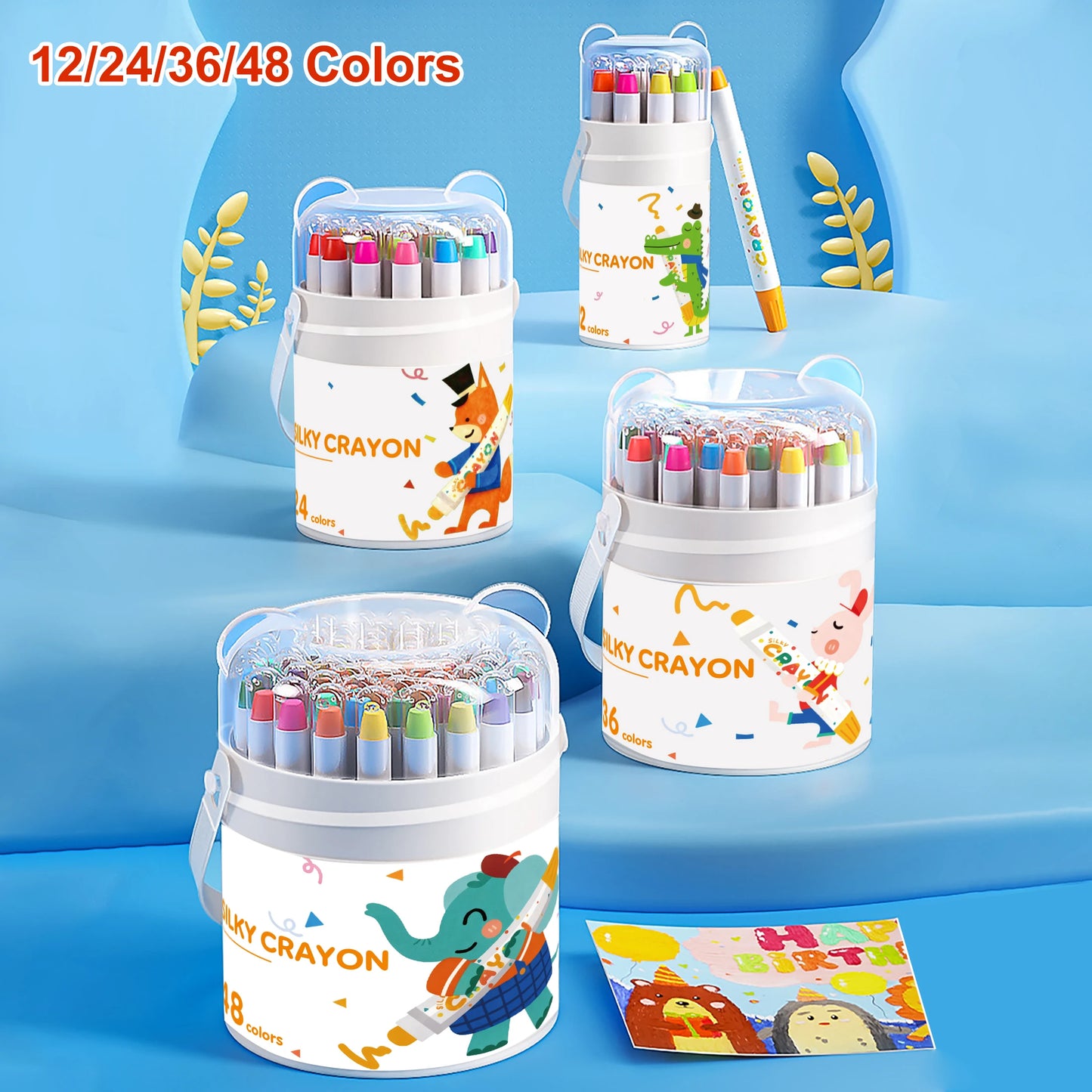 12/24/36/48 Color Silky Twistable Crayons,Washable Art Supplies, Multicultural Pastel Gel Crayons,Easy Grip Coloring Gift