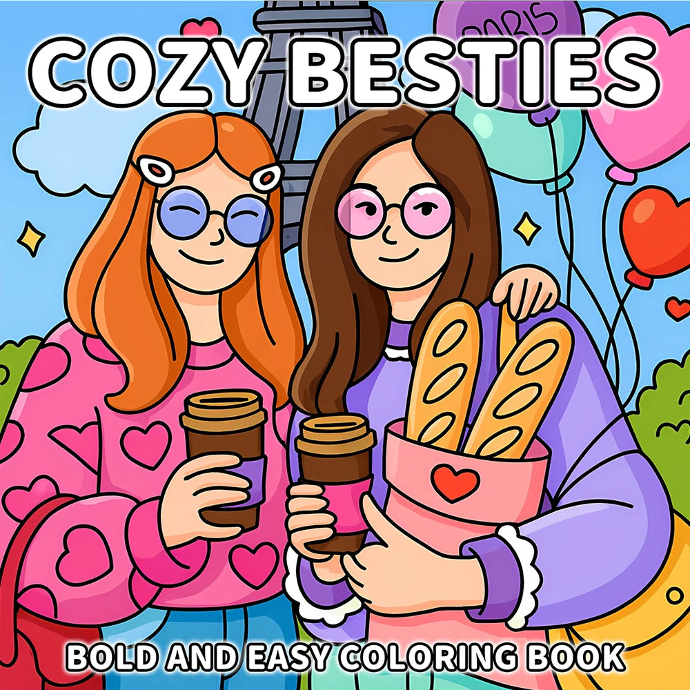 COZY BESTIES: Coloring Book for Adults And Kids Featuring Cute Cozy Daily Activities for Relaxation DIY Painting Drawing Gift