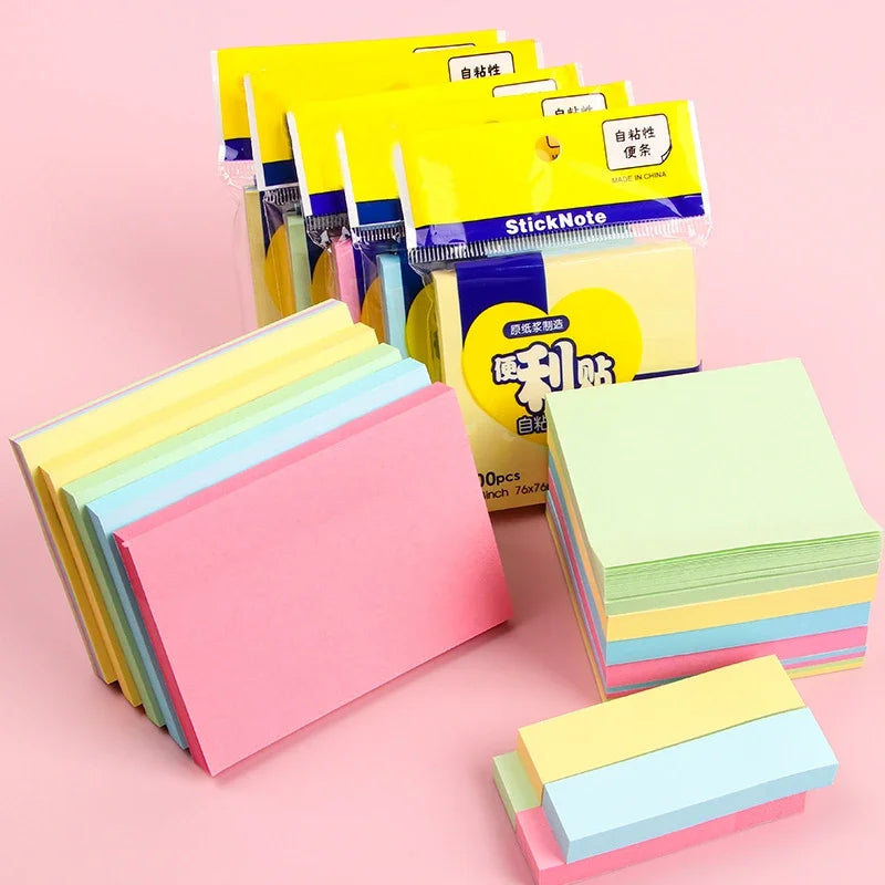 100sheets Color Sticker Notes Sticky Notes Pads Posits Stationery Memo Notepad Notebook School Office Posted It Paper Sticker